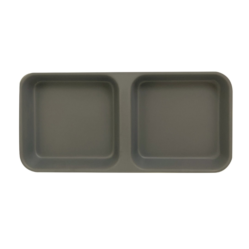 Thunder Group Melamine Western 4 oz, 6" x 3", Twin Sauce Dish, Classic Stone Grey,1 doz