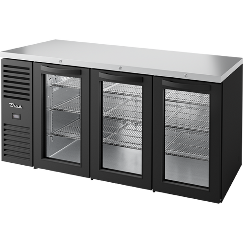 True TBR72-RISZ1-L-B-GGG-1 Reach-In Single Zone Refrigerator with Left Side Refrigeration System. Black Exterior and Glass Swing Doors