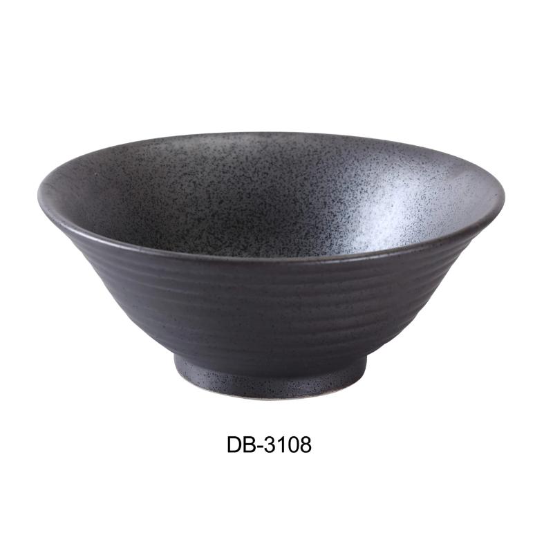Yanco DB-3108 Diamond Black Collection 8.5″ Ramen Bowl 45 oz, Matte Glaze (1Dz)