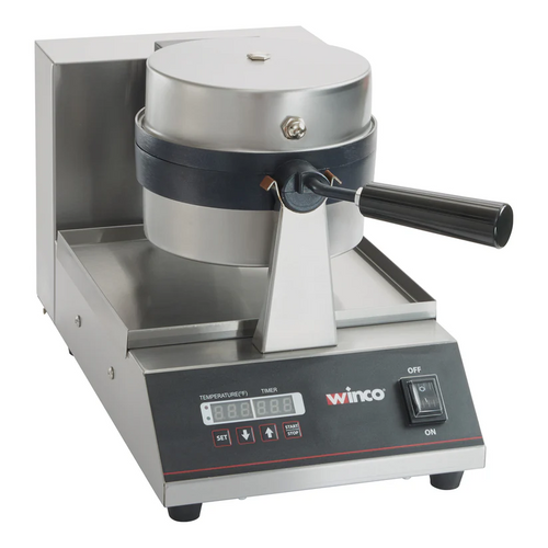 Winco BWM-07 commercial Belgian waffle maker with stainless steel finish