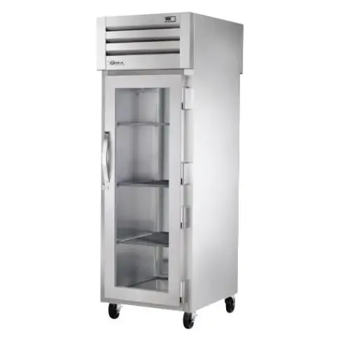 True STR1RPT-1G-1S-HC Pass-Thru Glass Front/Solid Rear Swing Doors Refrigerator