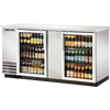 True TBB-3G-S-HC-LD Glass Swing Door Stainless Steel Back Bar Cooler with LED Lighting & Hydrocarbon Refrigerant