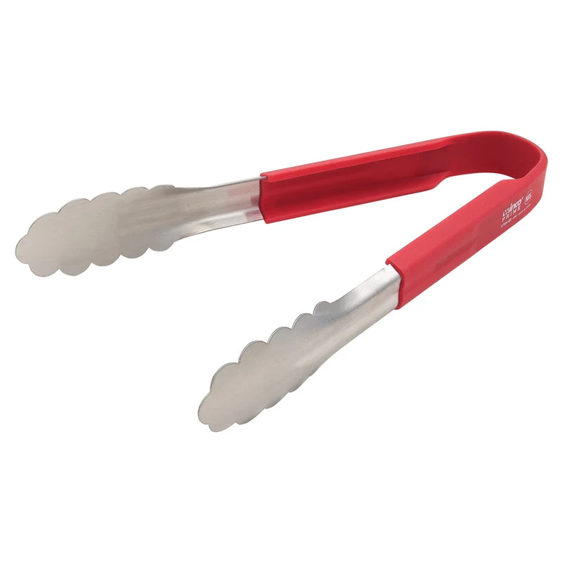 Winco 9" Stainless Steel Utility Tongs with Silicone Handles