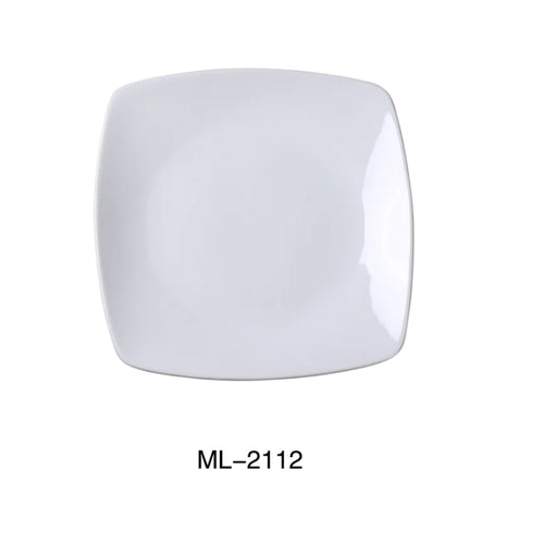 Yanco ML-2112 12" X 1 1/2" Square Plate With Rounded Corner, Super White, High Quality Porcelain, Pack of 12 (1 Dz)