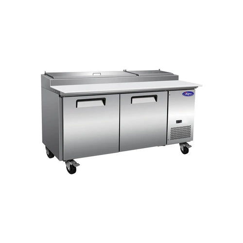 Valpro VPP71-HC 70" Refrigerated Pizza Prep Table – 2 Door, 9 Pan Capacity, 22 Cu. Ft., Commercial Pizza Station