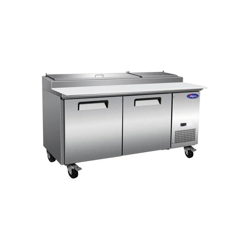 Valpro VPP71-HC 70" Refrigerated Pizza Prep Table – 2 Door, 9 Pan Capacity, 22 Cu. Ft., Commercial Pizza Station