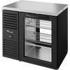 True TBR36-PTSZ1-L-B-G-G-1 Pass-Thru Single Zone Refrigerator with Left Side Refrigeration System. Black Exterior and Glass Swing Doors