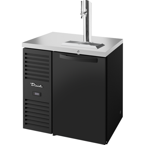 True TDR32-RISZ1-L-B-S-1 Reach-In Single Zone Refrigerator with Left Side Refrigeration System. Black Exterior and Solid Swing Doors