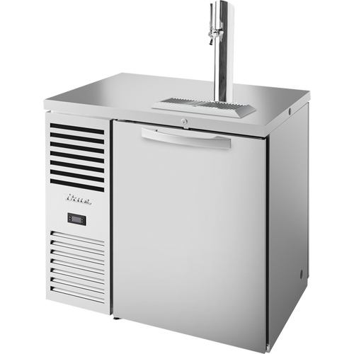 True TDR36-PTSZ1-L-S-S-S-1 Pass-Thru Single Zone Refrigerator with Left Side Refrigeration System. Stainless Exterior and Solid Swing Doors