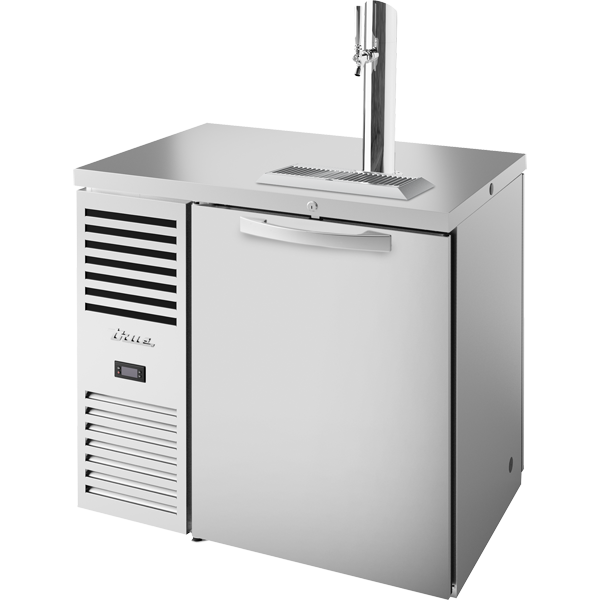 True TDR36-PTSZ1-L-S-S-S-1 Pass-Thru Single Zone Refrigerator with Left Side Refrigeration System. Stainless Exterior and Solid Swing Doors