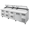 True TPP-AT-119D-6-HC Solid Door & Drawers Pizza Prep Table with Angled Top and Hydrocarbon Refrigerant