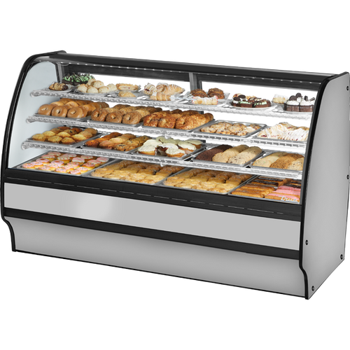 True TGM-DC-77-SC/SC-S-W Fixed Front Curved Glass, Solid Colored End Dry Case