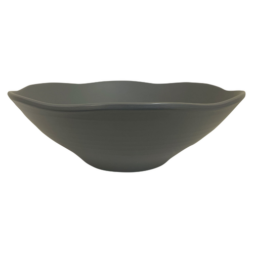 Thunder Group Melamine Western 45 oz,  9" Diameter x 3" Deep, Wavy Soup Bowl, Classic Stone Grey,1 doz