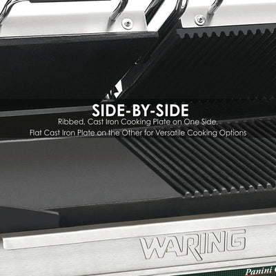 Waring WDG300 Griddle, Double Italian-Style Panini/Flat Grill – 240V