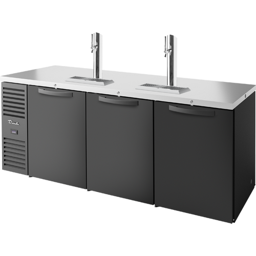 True TDR84-PTSZ1-L-B-SSS-SSS-1 Pass-Thru Single Zone Refrigerator with Left Side Refrigeration System. Black Exterior and Solid Swing Doors
