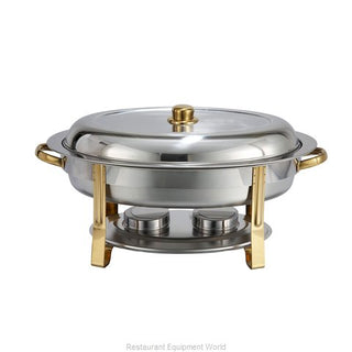 Winco 202 Malibu 6qt Oval Chafer, S/S, Gold Accent (Price/Set)