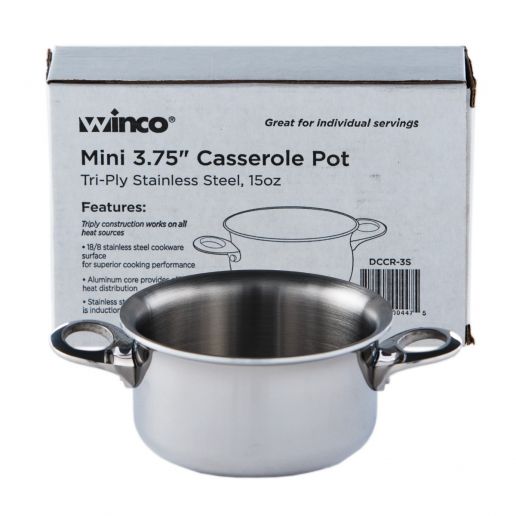 Tri-Ply Mini Cookware with Stainless Steel Exterior by Winco - Available in Different Cookware Models