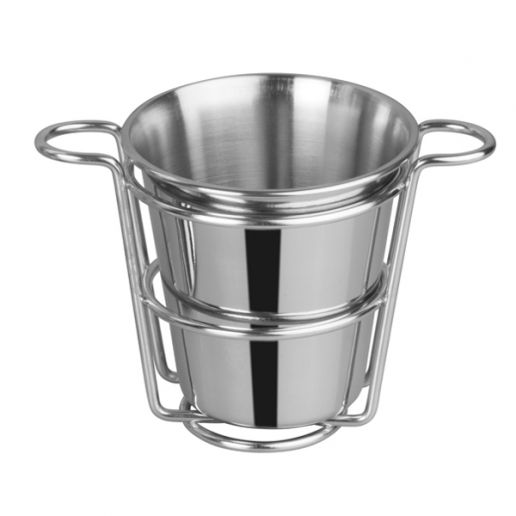 Winco SFCW-4S Fry Cup with Wire Holder, 4" Dia., Stainless Steel (Price/Set)