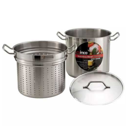 SSDB-12S Stainless Steel 12 Qt. Steamer/Pasta Cooker with Cover by Winco