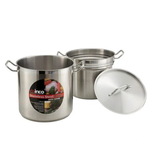 SSDB-16 Stainless Steel 16 Qt. Double Boiler with Cover by Winco