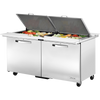 True TSSU-60-24M-B-DS-ST-HC~SPEC3 Dual Sided Mega-Top Solid Door Sandwich/Salad Unit with Hydrocarbon Refrigerant~Spec Package 3
