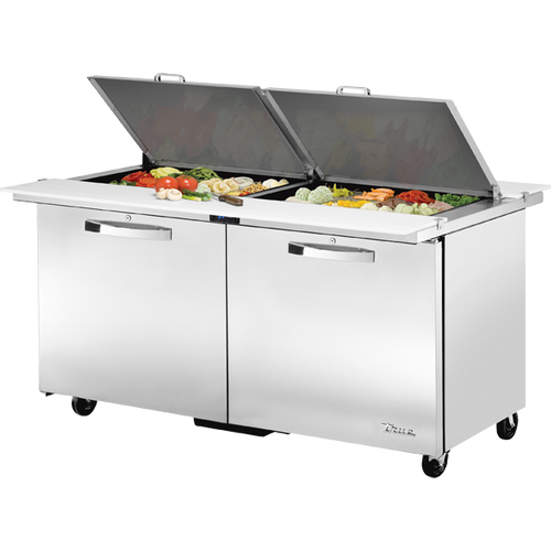 True TSSU-60-24M-B-DS-ST-HC~SPEC3 Dual Sided Mega-Top Solid Door Sandwich/Salad Unit with Hydrocarbon Refrigerant~Spec Package 3