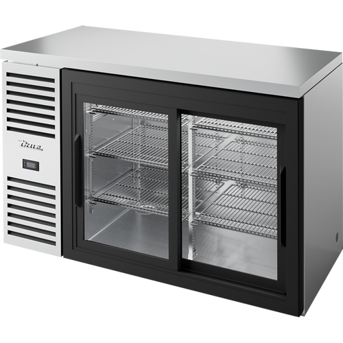 True TBR52-RISZ1-L-S-11-1 Reach-In Single Zone Refrigerator with Left Side Refrigeration System. Stainless Exterior and Glass Slide Doors