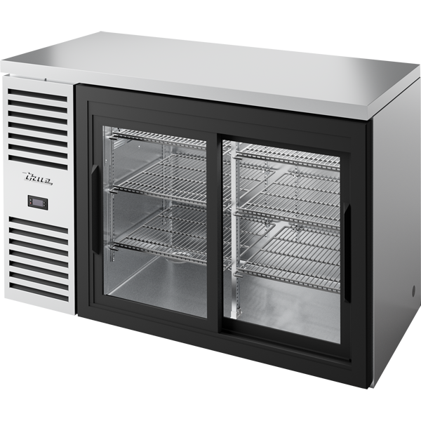 True TBR52-RISZ1-L-S-11-1 Reach-In Single Zone Refrigerator with Left Side Refrigeration System. Stainless Exterior and Glass Slide Doors