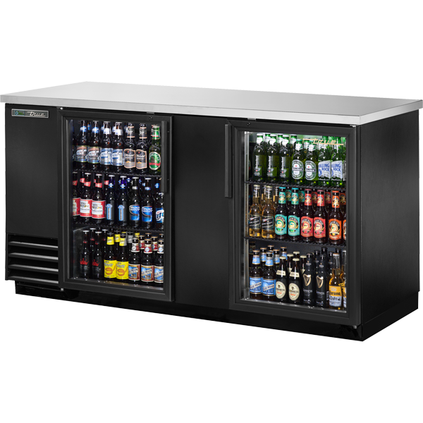 True TBB-3G-HC-LD Glass Swing Door Back Bar Cooler with LED Lighting & Hydrocarbon Refrigerant