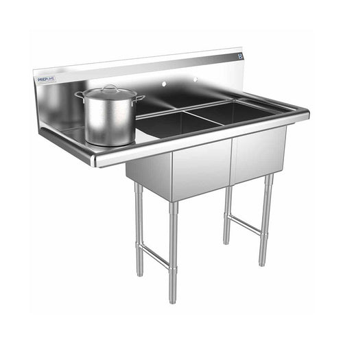 Prepline XS2C-1416-L two-compartment sink with left drainboard