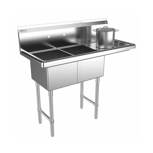 Prepline XS2C-1416-R two-compartment sink with right drainboard
