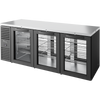 True TBR84-PTSZ1-L-B-GGG-GGG-1 Pass-Thru Single Zone Refrigerator with Left Side Refrigeration System. Black Exterior and Glass Swing Doors
