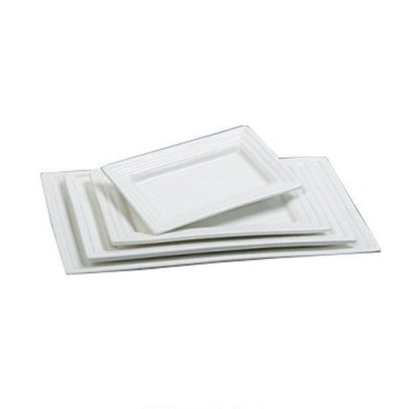 Yanco PL-210 10" X 6" Rectangular Plate, Double Lined, Bone White, Durable China, Pack of 24 (2 Dz)