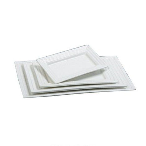 Yanco PL-212 12" X 7 1/4" Rectangular Plate, Double Lined, Bone White, Durable China, Pack of 12 (1 Dz)