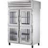 True STR2RPT-4HG-2S-HC Pass-Thru Glass Half Front/Solid Rear Swing Doors Refrigerator