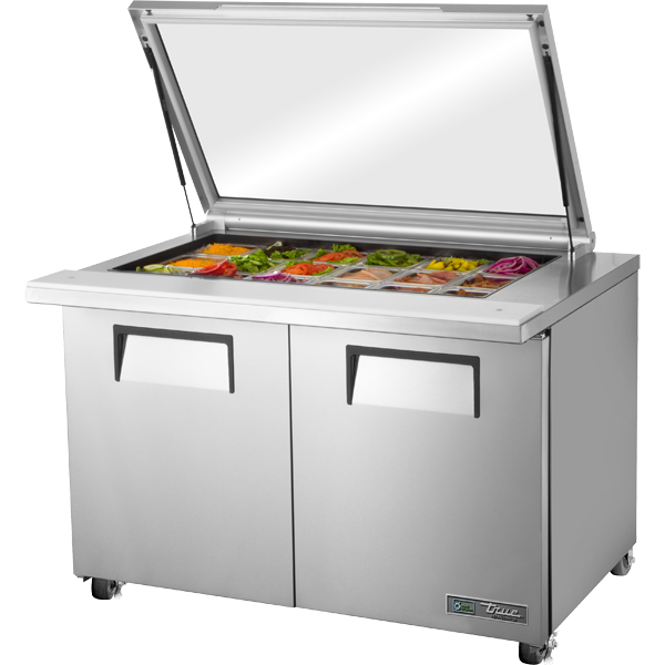 True TSSU-48-18M-B-FGLID-HC Mega-Top Solid Door Sandwich/Salad Unit wi ...
