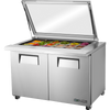 True TSSU-48-18M-B-FGLID-HC Mega-Top Solid Door Sandwich/Salad Unit with Flat Glass Lid and Hydrocarbon Refrigerant