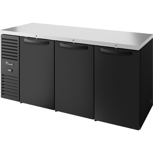 True TBR84-RISZ1-L-B-SSS-1 Reach-In Single Zone Refrigerator with Left Side Refrigeration System. Black Exterior and Solid Swing Doors