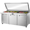 True TSSU-72-30M-B-ST-FGLID-HC~SPEC3 Mega-Top Solid Door Sandwich/Salad Unit with Flat Glass Lid with Hydrocarbon Refrigerant~Spec Package 3