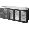 True TBR92-RISZ1-L-B-GGGG-1 Reach-In Single Zone Refrigerator with Left Side Refrigeration System. Black Exterior and Glass Swing Doors