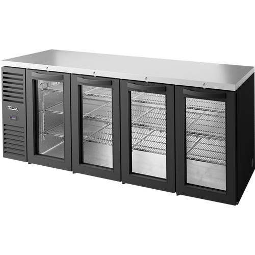 True TBR92-RISZ1-L-B-GGGG-1 Reach-In Single Zone Refrigerator with Left Side Refrigeration System. Black Exterior and Glass Swing Doors