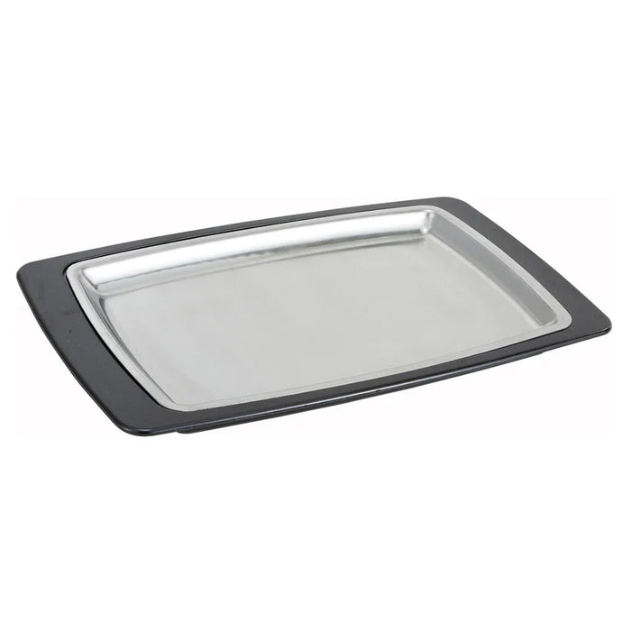 Winco SIZ-11BST Sizzle Platter Set, Rectangular, 11" x 7", S/S with Bakelite Underliner (Price/Set)