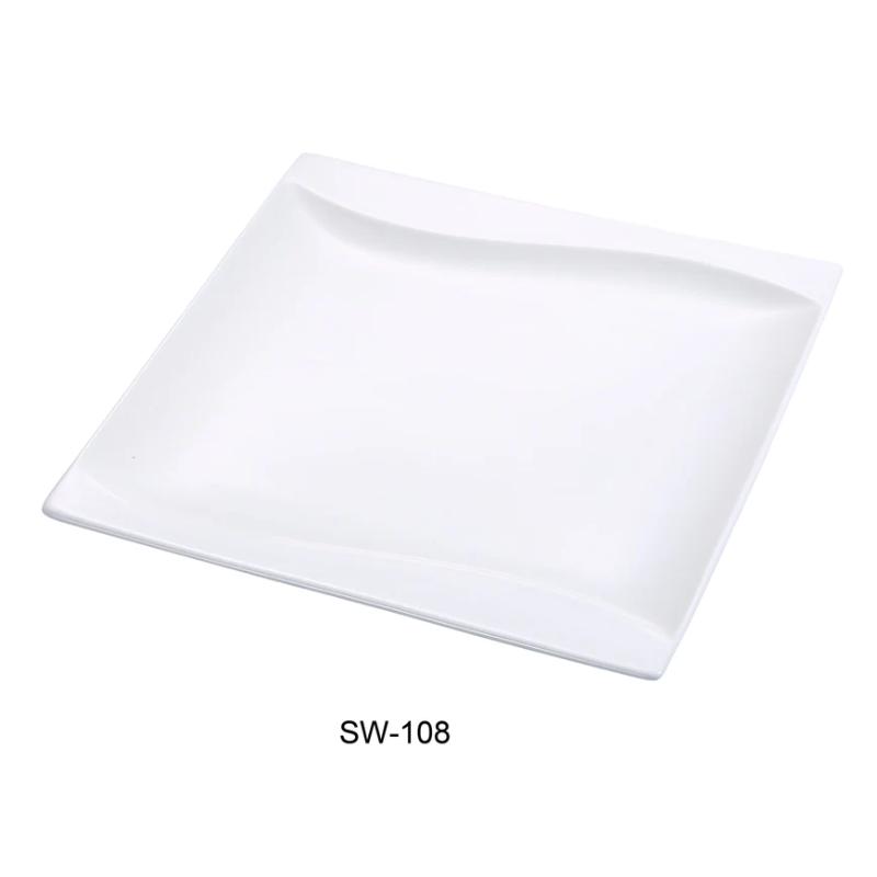 Yanco SW-108 Sea Wave 8″ Square Plate, China, Bone White (3Dz)