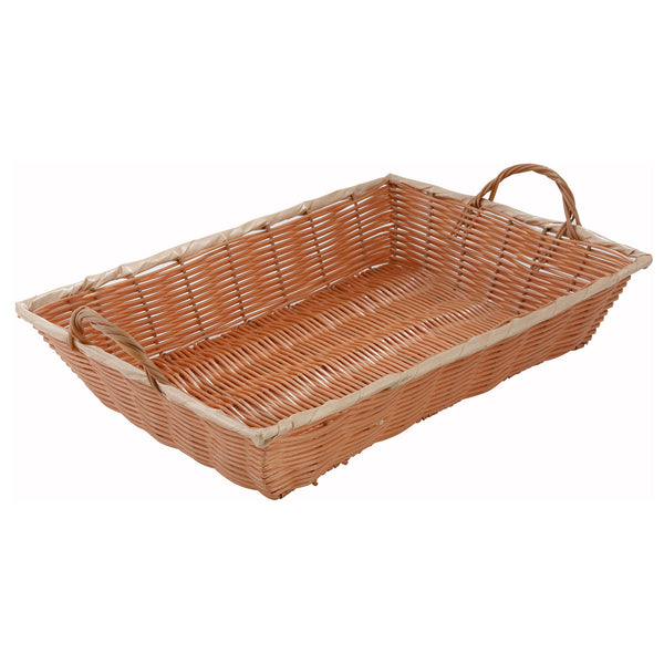 Natural Woven Basket, Rectangular with Handles by Winco - Available in Different Sizes