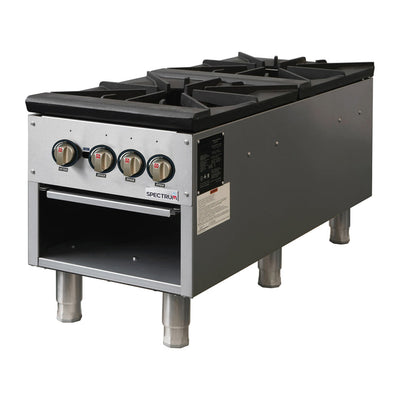 Winco NGSP Series Stock Pot Stove with stainless steel body and cast iron grates