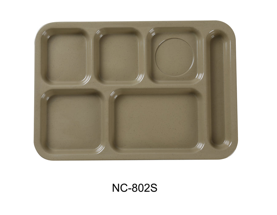 Yanco NC-802S Compartment Collection 6-Compartment Plate, Melamine, Pack of 12 (1 Dz)