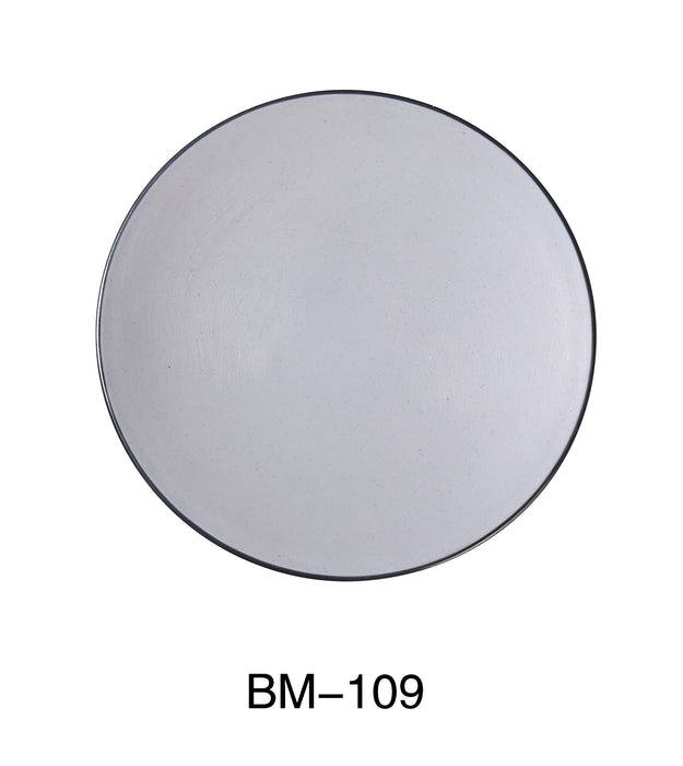 Yanco BM-109 Birmingham 8 1/2" ROUND PLATE, Shape: Round, Color: Gray and Black, Material: Melamine, Pack of 36
