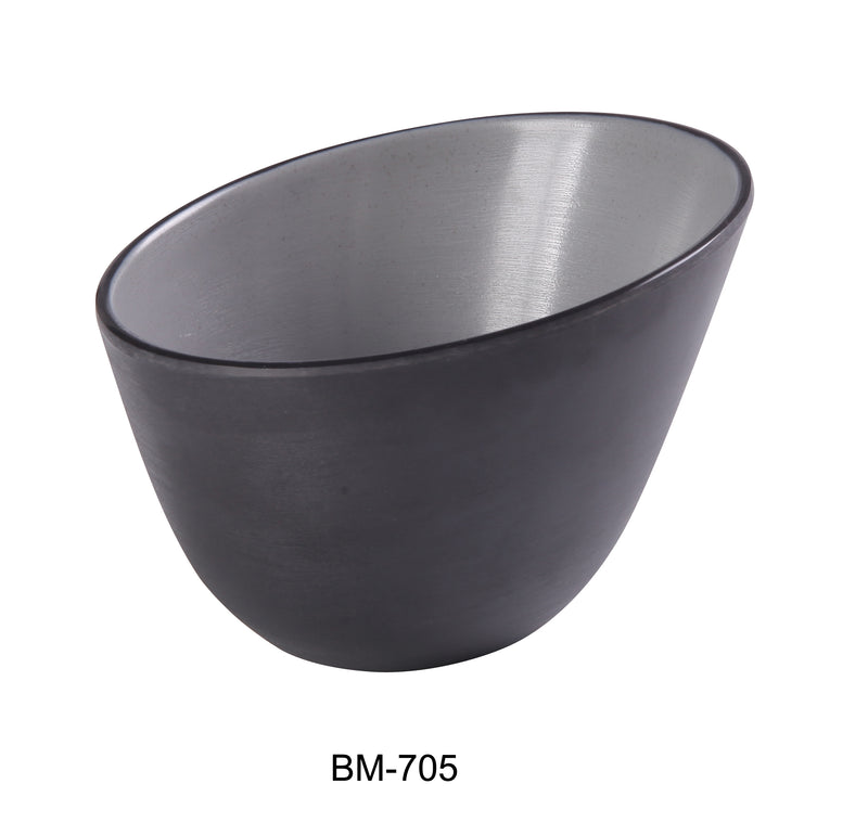 Yanco BM-705 Birmingham 7" X 5" SERVING SHEER BOWL 35 OZ, Shape: Round, Color: Gray and Black, Material: Melamine, Pack of 48
