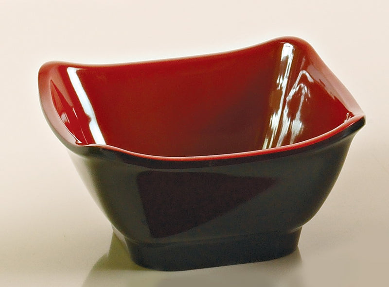 Yanco CR-5450 Black and Red Two-Tone Square Bowl, Shape: Square, Color: Black and Red, Material: Melamine, Pack of 48