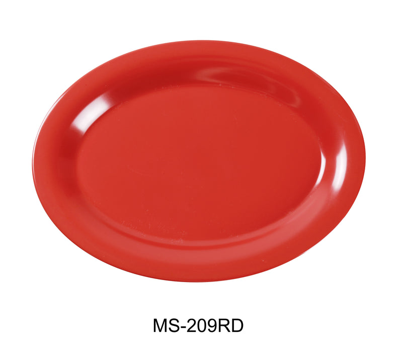 Yanco MS-209RD Mile Stone Oval Platter, Shape: Oval, Color: Red, Material: Melamine, Pack of 24